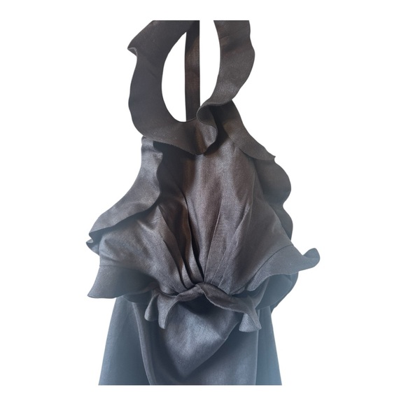 Zimmermann Postcard Linen Ruffled Tie-Back Black Mini Dress, 1/S - Picture 5 of 8